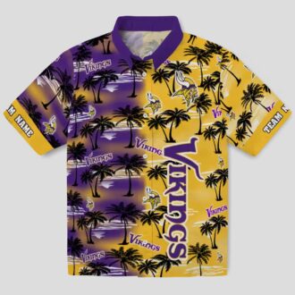 Custom Minnesota Vikings Palm Silhouettes Hawaiian Shirt, Aloha Beach Outfit
