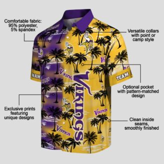 Custom Minnesota Vikings Palm Silhouettes Hawaiian Shirt, Aloha Beach Outfit
