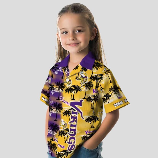 Custom Minnesota Vikings Palm Silhouettes Hawaiian Shirt, Aloha Beach Outfit