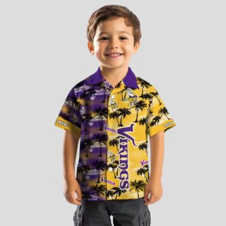 Custom Minnesota Vikings Palm Silhouettes Hawaiian Shirt, Aloha Beach Outfit
