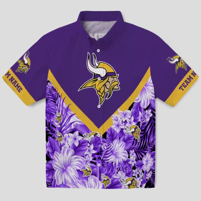 Custom Minnesota Vikings Purple Chevron Hawaiian Shirt, Summer Vacation Trip Outfit