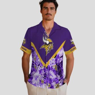 Custom Minnesota Vikings Purple Chevron Hawaiian Shirt, Summer Vacation Trip Outfit