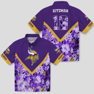 Custom Minnesota Vikings Purple Chevron Hawaiian Shirt, Summer Vacation Trip Outfit