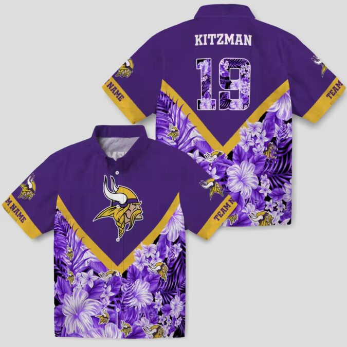 Custom Minnesota Vikings Purple Chevron Hawaiian Shirt, Summer Vacation Trip Outfit