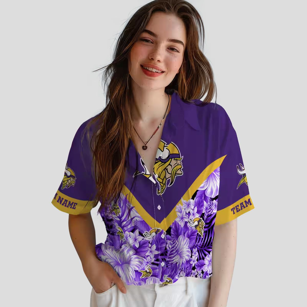 Custom Minnesota Vikings Purple Chevron Hawaiian Shirt, Summer Vacation Trip Outfit