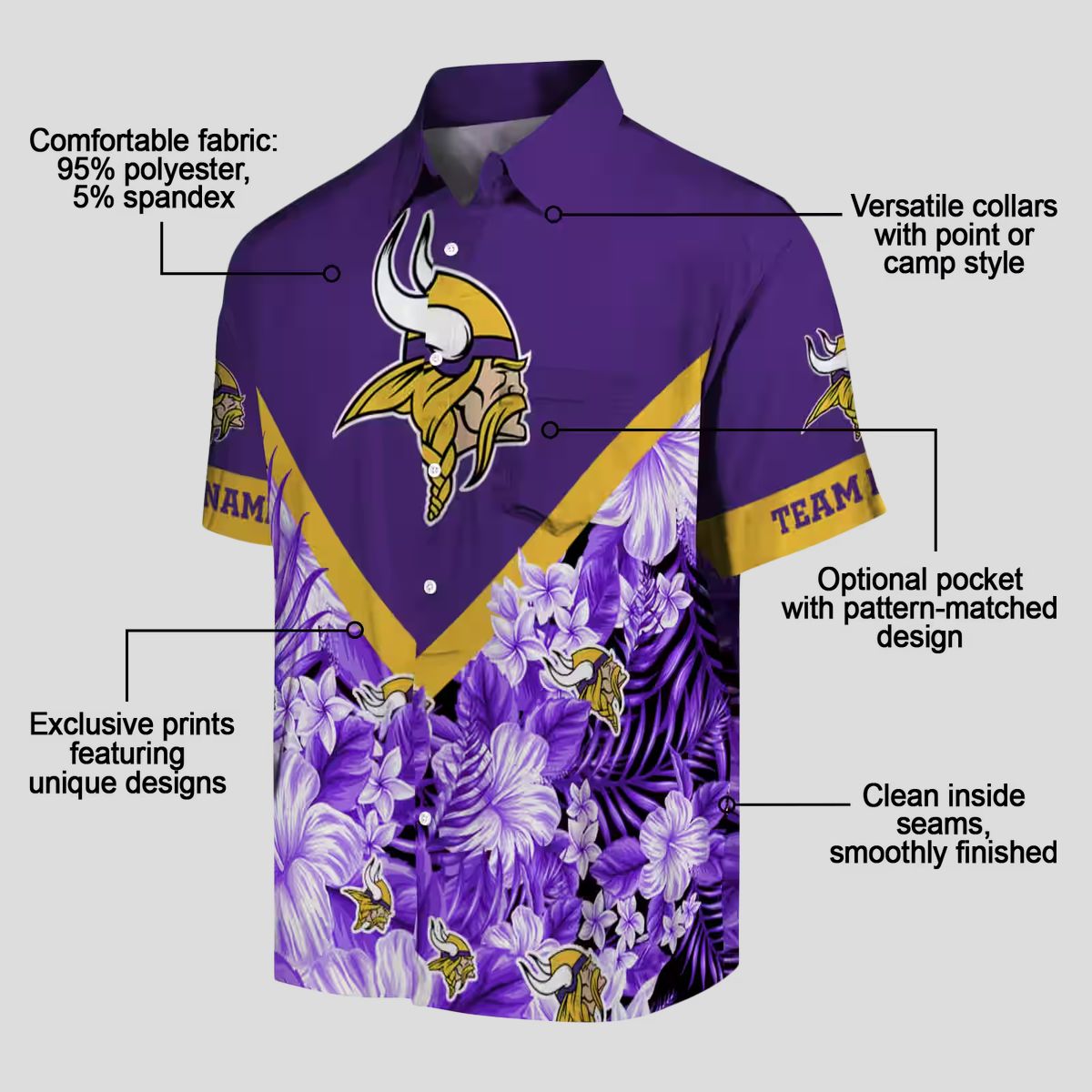 Custom Minnesota Vikings Purple Chevron Hawaiian Shirt, Summer Vacation Trip Outfit