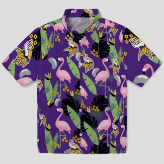 Flamingo & Leaves Minnesota Vikings Tropical Hawaiian Shirt, Summer Party Apparel