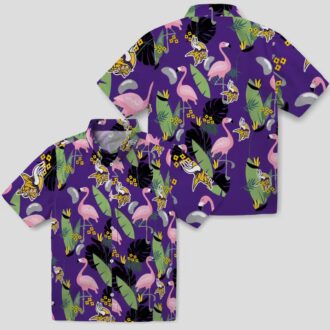 Flamingo & Leaves Minnesota Vikings Tropical Hawaiian Shirt, Summer Party Apparel
