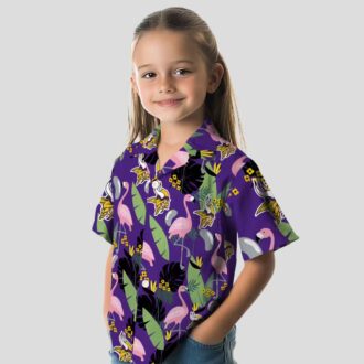 Flamingo & Leaves Minnesota Vikings Tropical Hawaiian Shirt, Summer Party Apparel