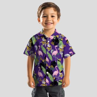 Flamingo & Leaves Minnesota Vikings Tropical Hawaiian Shirt, Summer Party Apparel