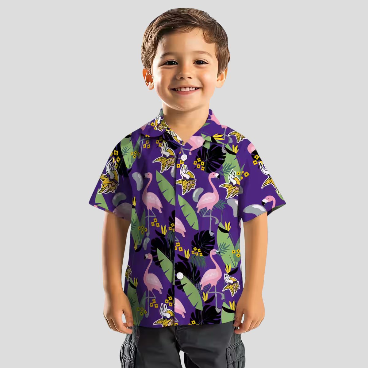 Flamingo & Leaves Minnesota Vikings Tropical Hawaiian Shirt, Summer Party Apparel