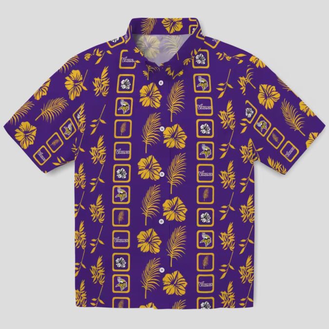 Framed Floral Purple Minnesota Vikings Hawaiian Shirt for Football Lovers