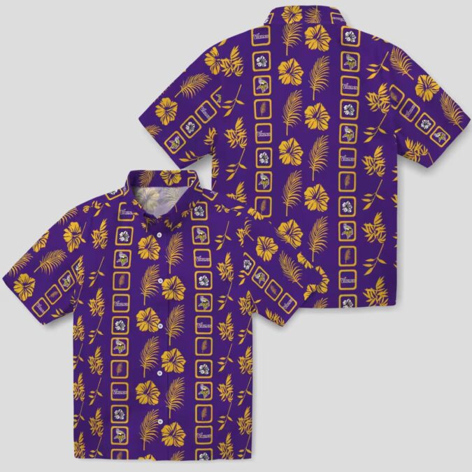 Framed Floral Purple Minnesota Vikings Hawaiian Shirt for Football Lovers