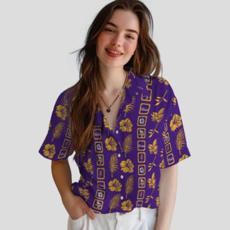 Framed Floral Purple Minnesota Vikings Hawaiian Shirt for Football Lovers