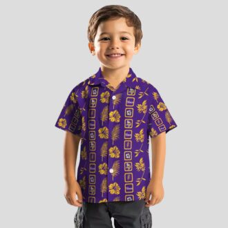 Framed Floral Purple Minnesota Vikings Hawaiian Shirt for Football Lovers