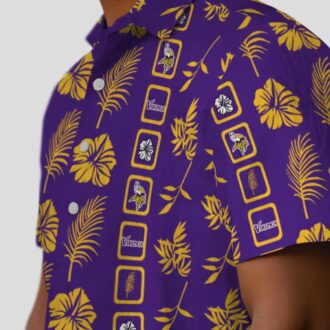 Framed Floral Purple Minnesota Vikings Hawaiian Shirt for Football Lovers