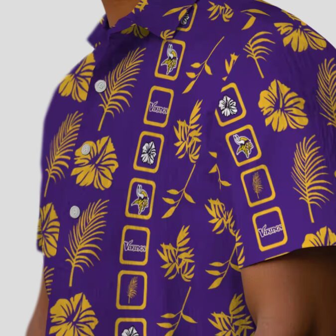 Framed Floral Purple Minnesota Vikings Hawaiian Shirt for Football Lovers