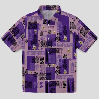 Minnesota Vikings Aloha Button Up Shirt, Purple Tribal Print NFL Hawaiian Shirt