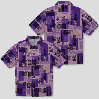 Minnesota Vikings Aloha Button Up Shirt, Purple Tribal Print NFL Hawaiian Shirt