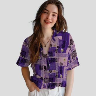Minnesota Vikings Aloha Button Up Shirt, Purple Tribal Print NFL Hawaiian Shirt
