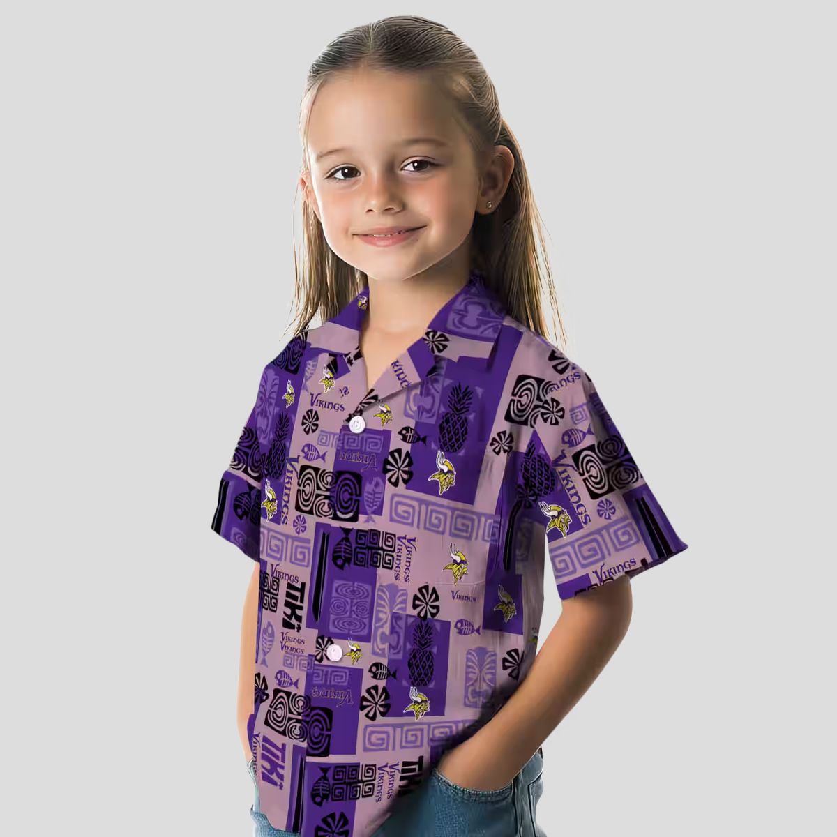 Minnesota Vikings Aloha Button Up Shirt, Purple Tribal Print NFL Hawaiian Shirt