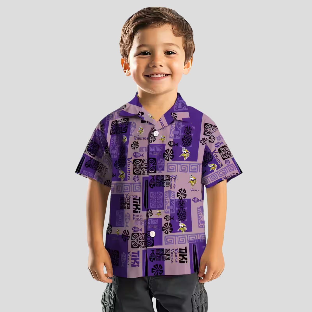 Minnesota Vikings Aloha Button Up Shirt, Purple Tribal Print NFL Hawaiian Shirt