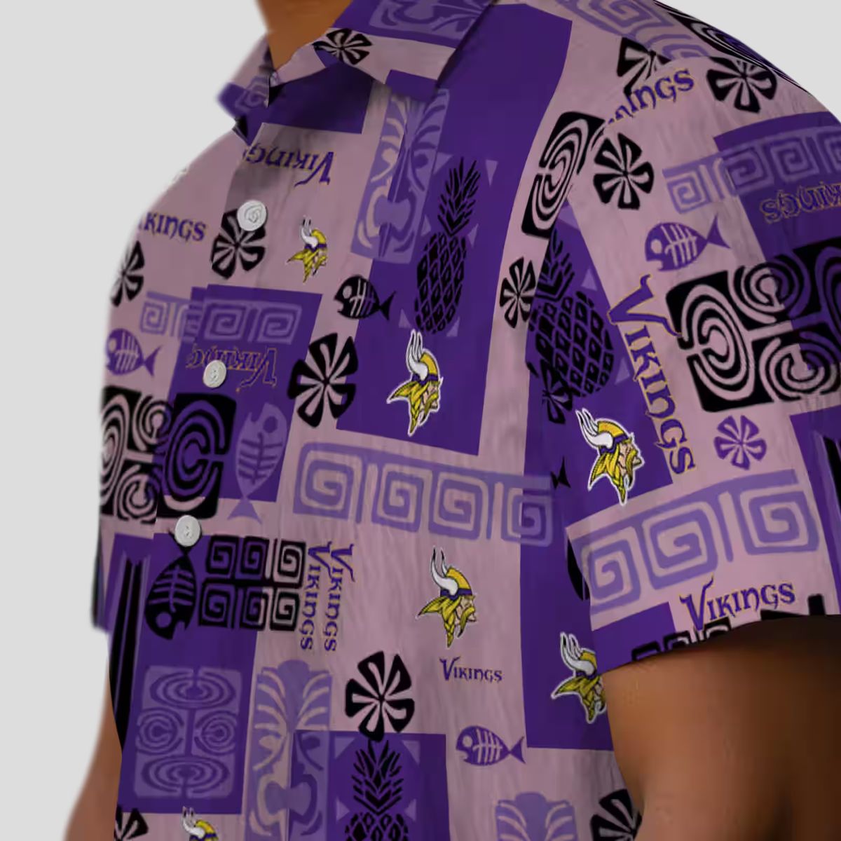 Minnesota Vikings Aloha Button Up Shirt, Purple Tribal Print NFL Hawaiian Shirt