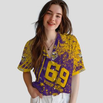 Minnesota Vikings Aloha Shirt, Purple Star Stripes Hawaiian Shirt for NFL Fans
