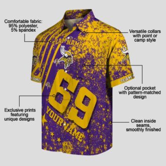 Minnesota Vikings Aloha Shirt, Purple Star Stripes Hawaiian Shirt for NFL Fans