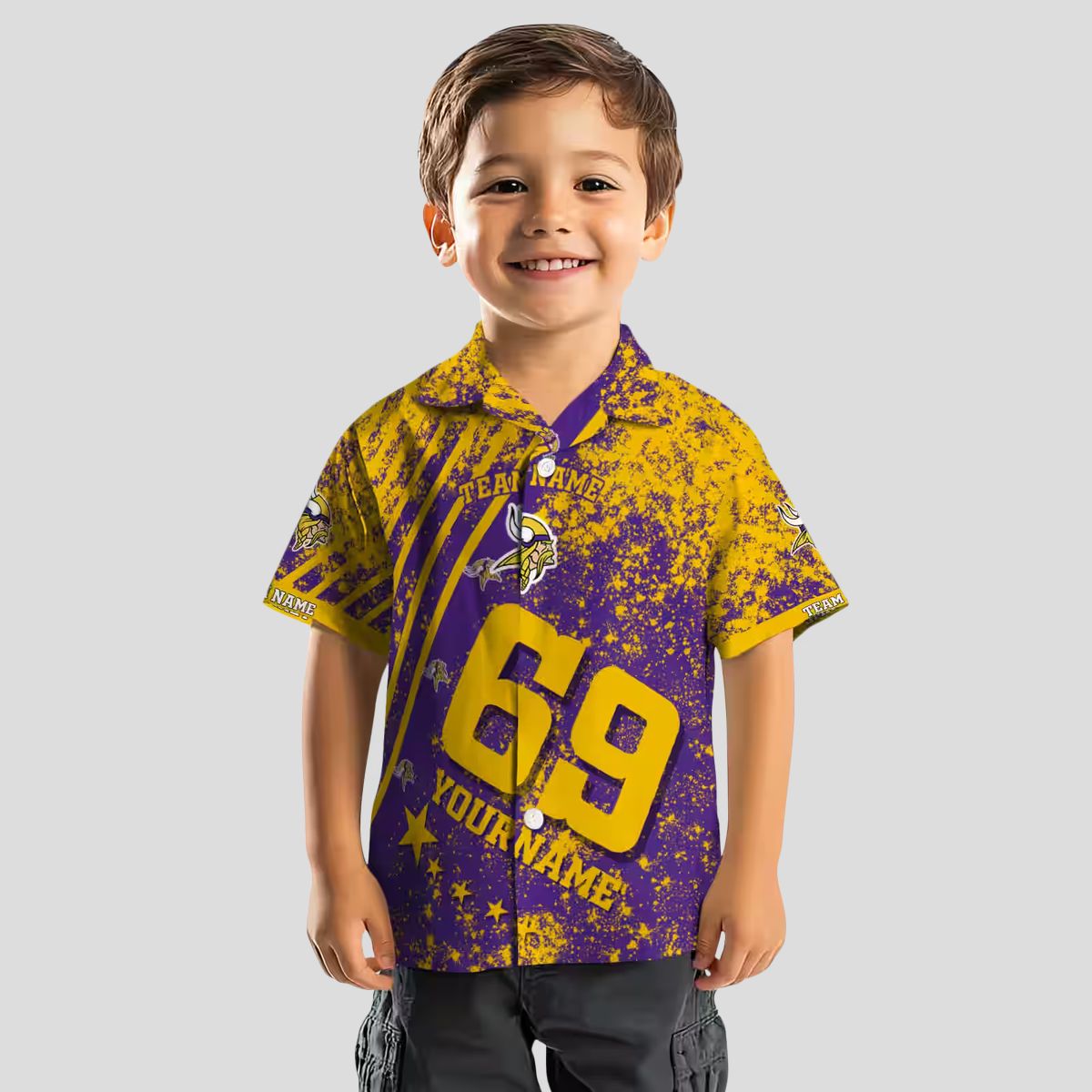 Minnesota Vikings Aloha Shirt, Purple Star Stripes Hawaiian Shirt for NFL Fans