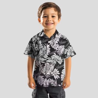 Minnesota Vikings Black Hawaiian Shirt with Monstera Leaf Print