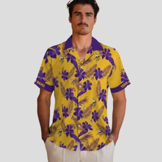Minnesota Vikings Botanical Gold Hawaiian Shirt, Best Summer Tailgate Party Outfit