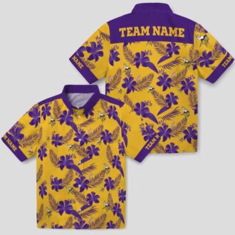Minnesota Vikings Botanical Gold Hawaiian Shirt, Best Summer Tailgate Party Outfit