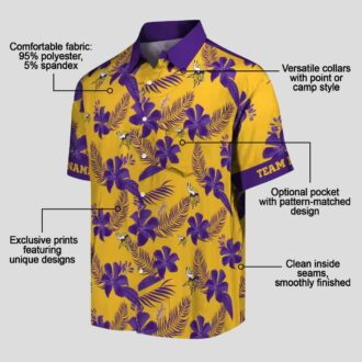 Minnesota Vikings Botanical Gold Hawaiian Shirt, Best Summer Tailgate Party Outfit