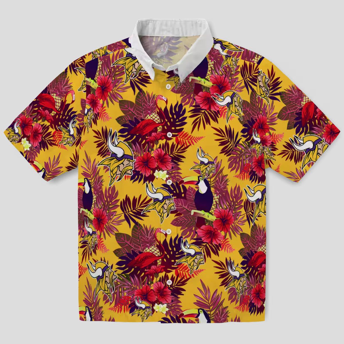 Minnesota Vikings Floral Toucan Hawaiian Shirt, Purple Red NFL Tailgate Party Outfit