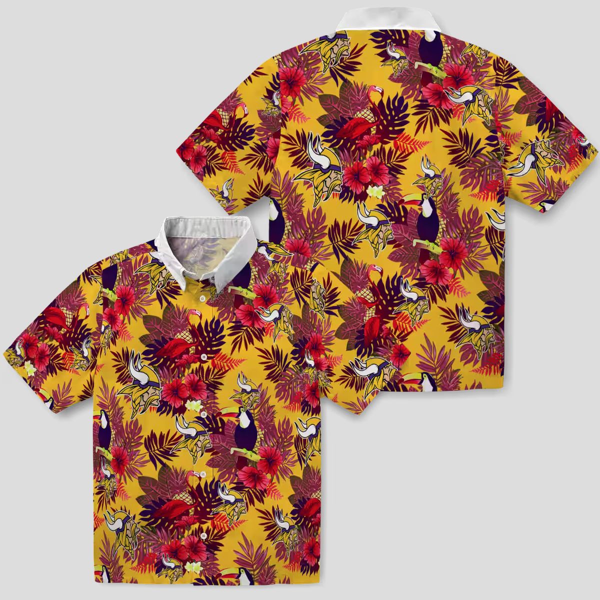 Minnesota Vikings Floral Toucan Hawaiian Shirt, Purple Red NFL Tailgate Party Outfit