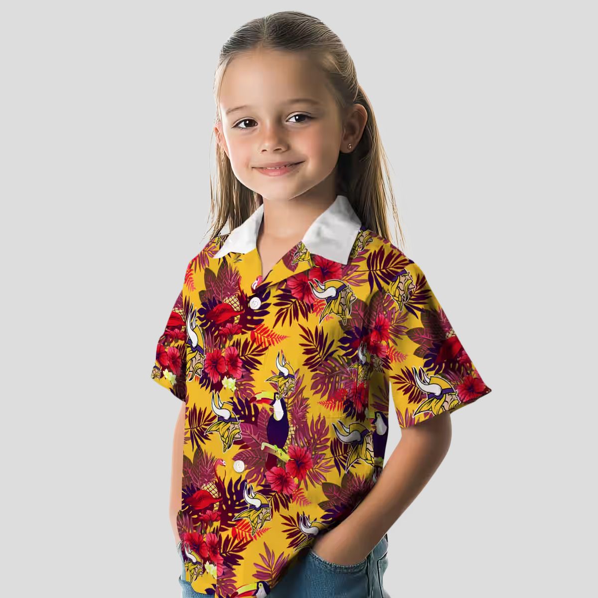 Minnesota Vikings Floral Toucan Hawaiian Shirt, Purple Red NFL Tailgate Party Outfit