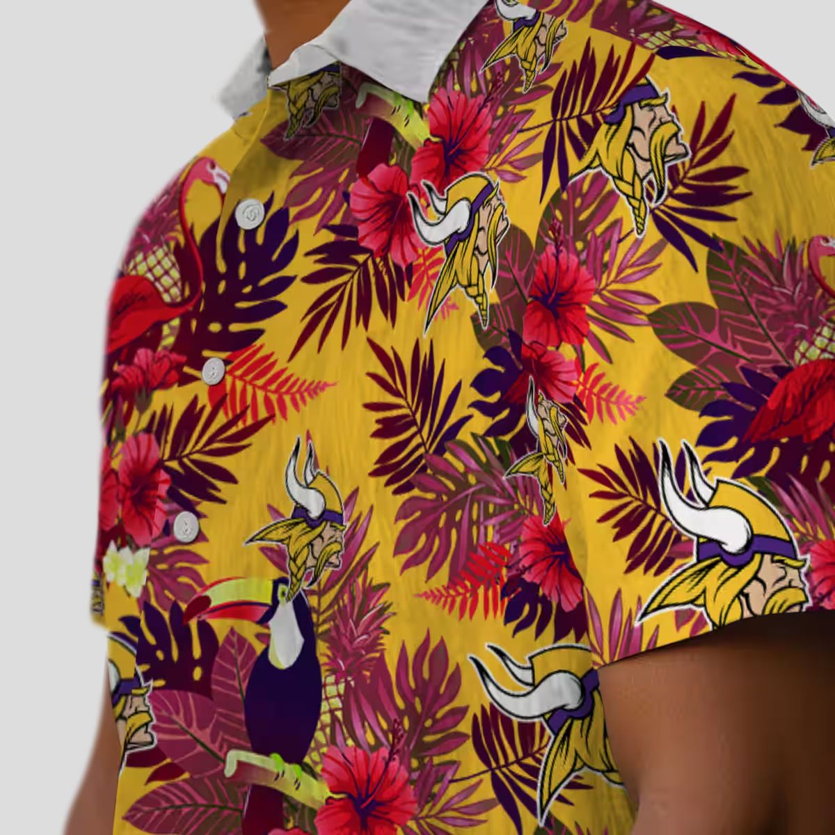 Minnesota Vikings Floral Toucan Hawaiian Shirt, Purple Red NFL Tailgate Party Outfit