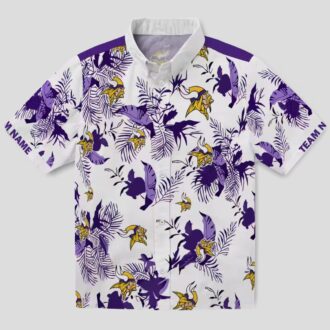 Minnesota Vikings Hawaiian Shirt, Custom Purple Botanical NFL Aloha Shirt