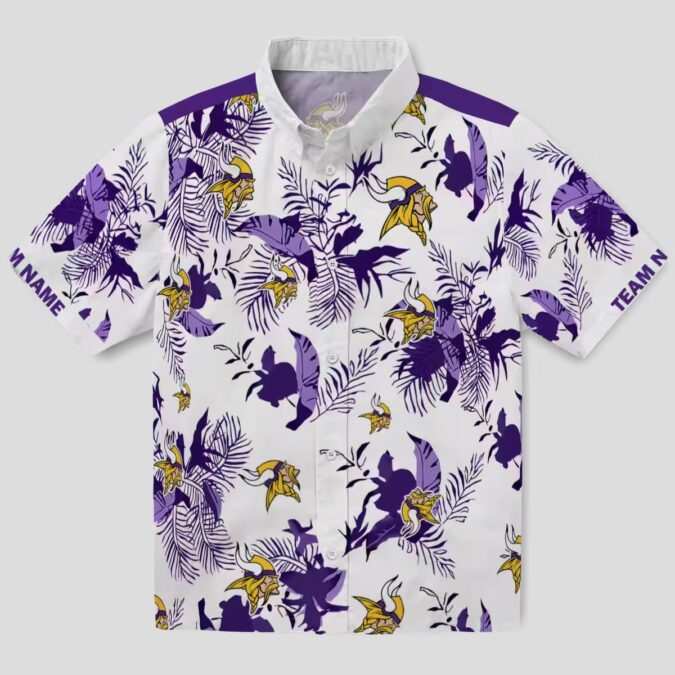 Minnesota Vikings Hawaiian Shirt, Custom Purple Botanical NFL Aloha Shirt