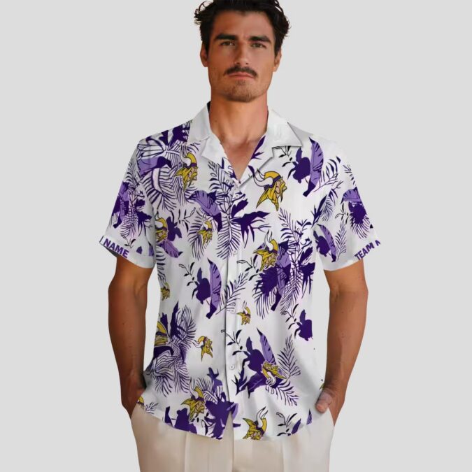 Minnesota Vikings Hawaiian Shirt, Custom Purple Botanical NFL Aloha Shirt