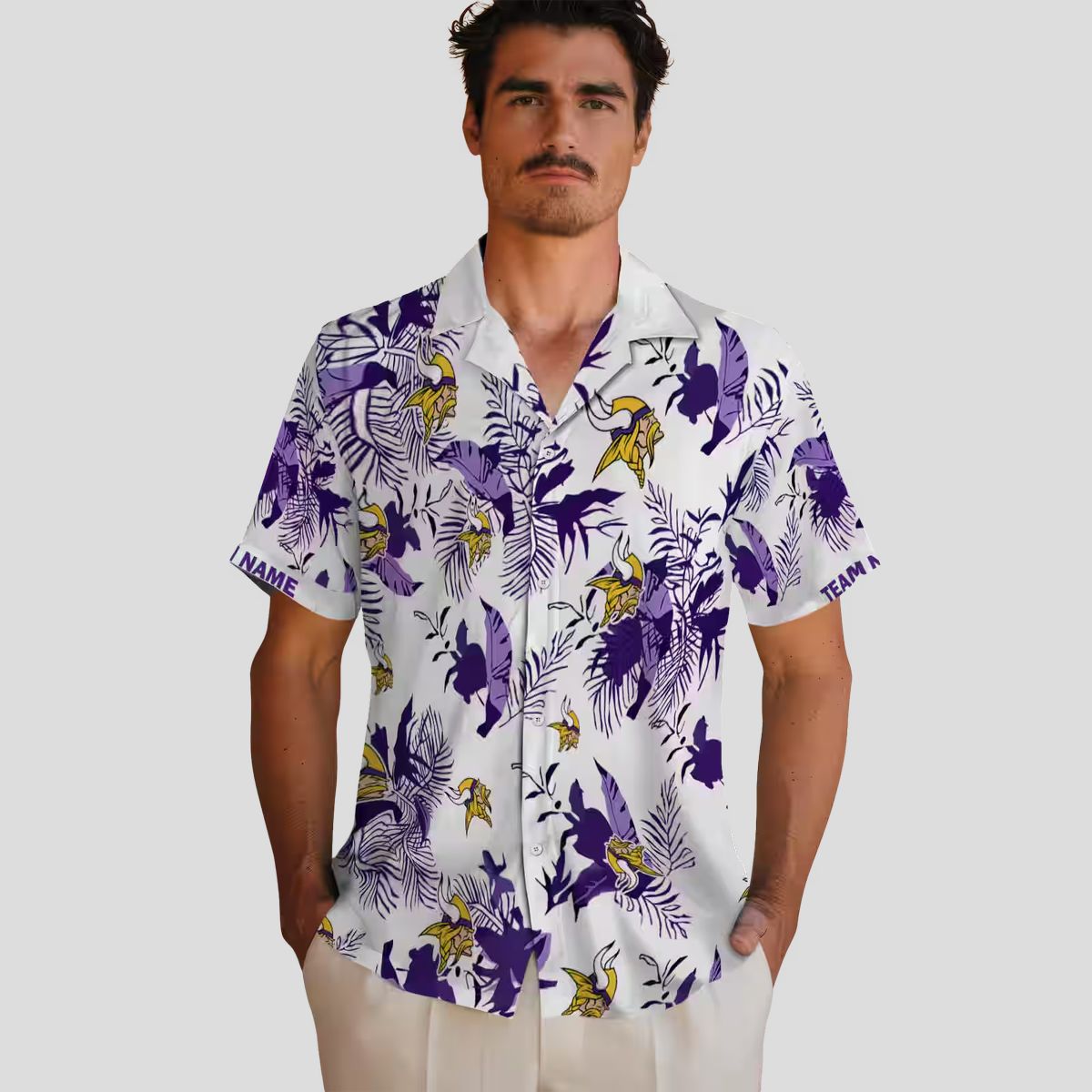 Minnesota Vikings Hawaiian Shirt, Custom Purple Botanical NFL Aloha Shirt