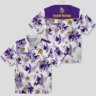 Minnesota Vikings Hawaiian Shirt, Custom Purple Botanical NFL Aloha Shirt