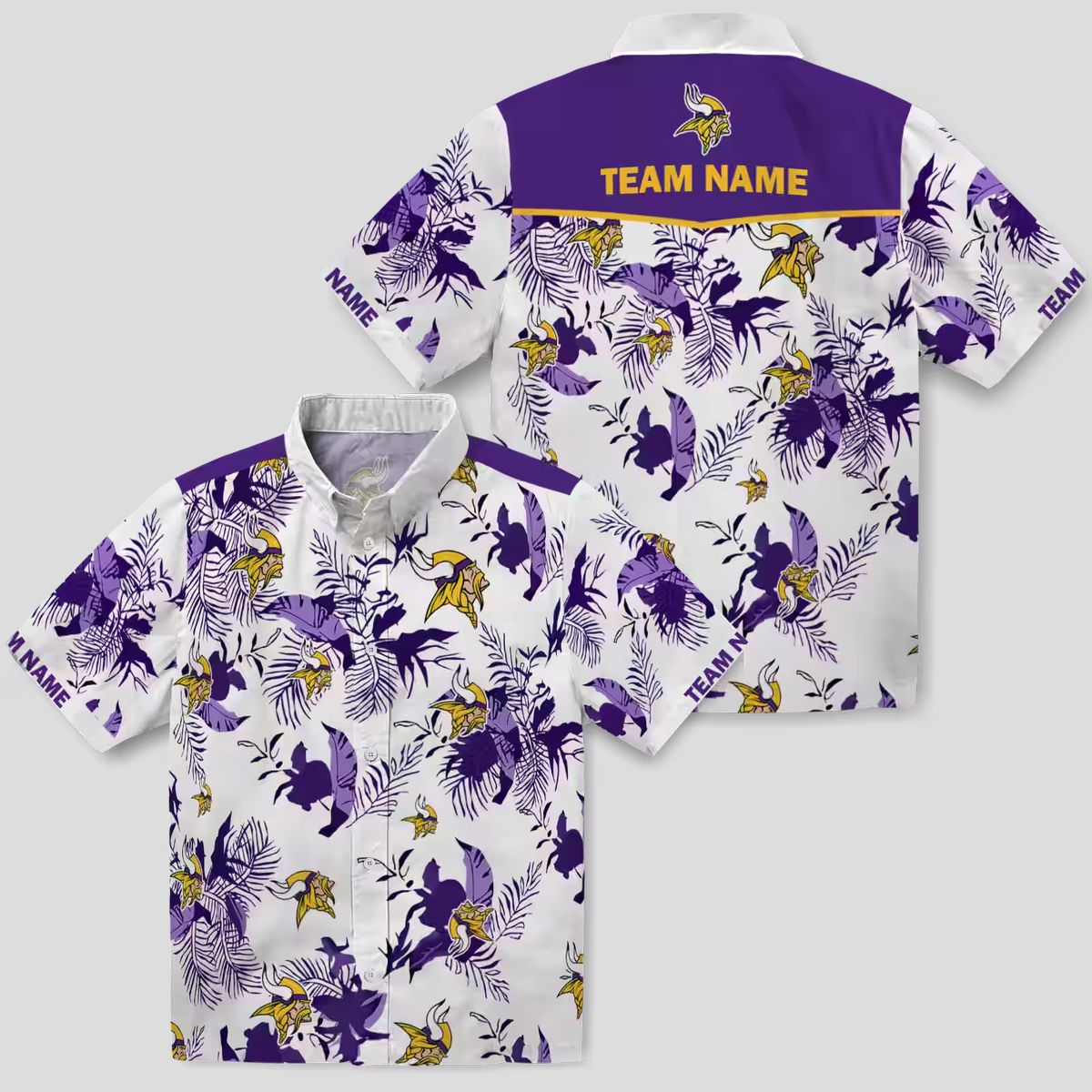 Minnesota Vikings Hawaiian Shirt, Custom Purple Botanical NFL Aloha Shirt