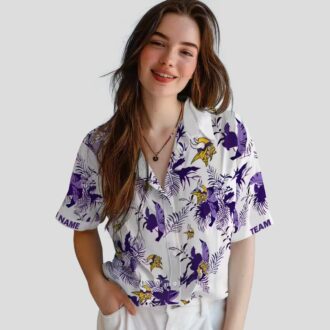 Minnesota Vikings Hawaiian Shirt, Custom Purple Botanical NFL Aloha Shirt