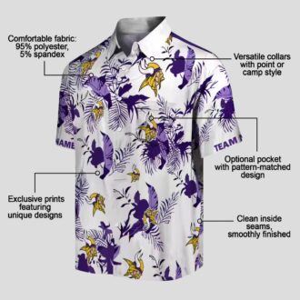 Minnesota Vikings Hawaiian Shirt, Custom Purple Botanical NFL Aloha Shirt