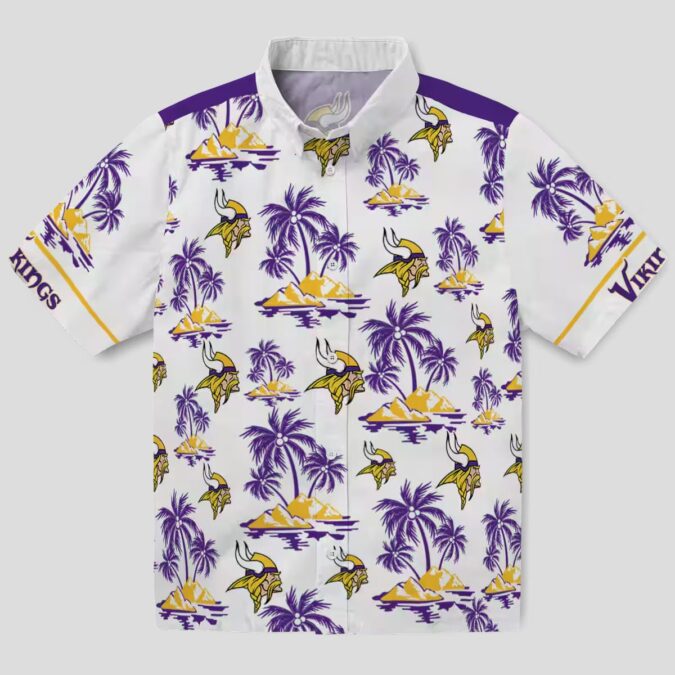 Minnesota Vikings Palm Island Hawaiian Shirt, Summer Beach Aloha Outfit