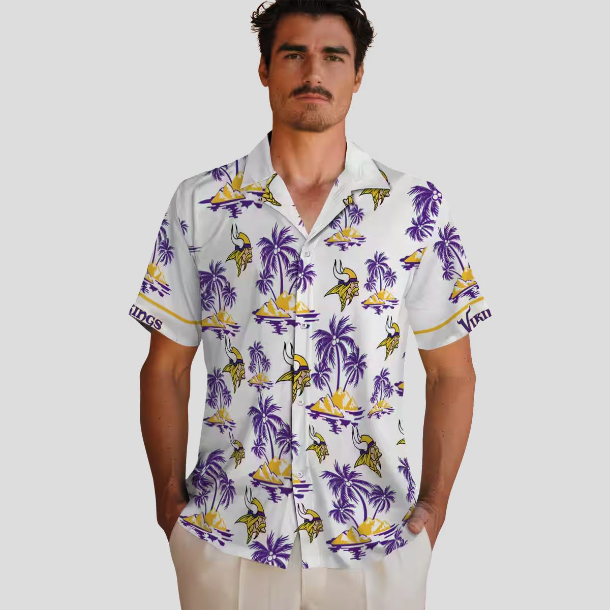 Minnesota Vikings Palm Island Hawaiian Shirt, Summer Beach Aloha Outfit