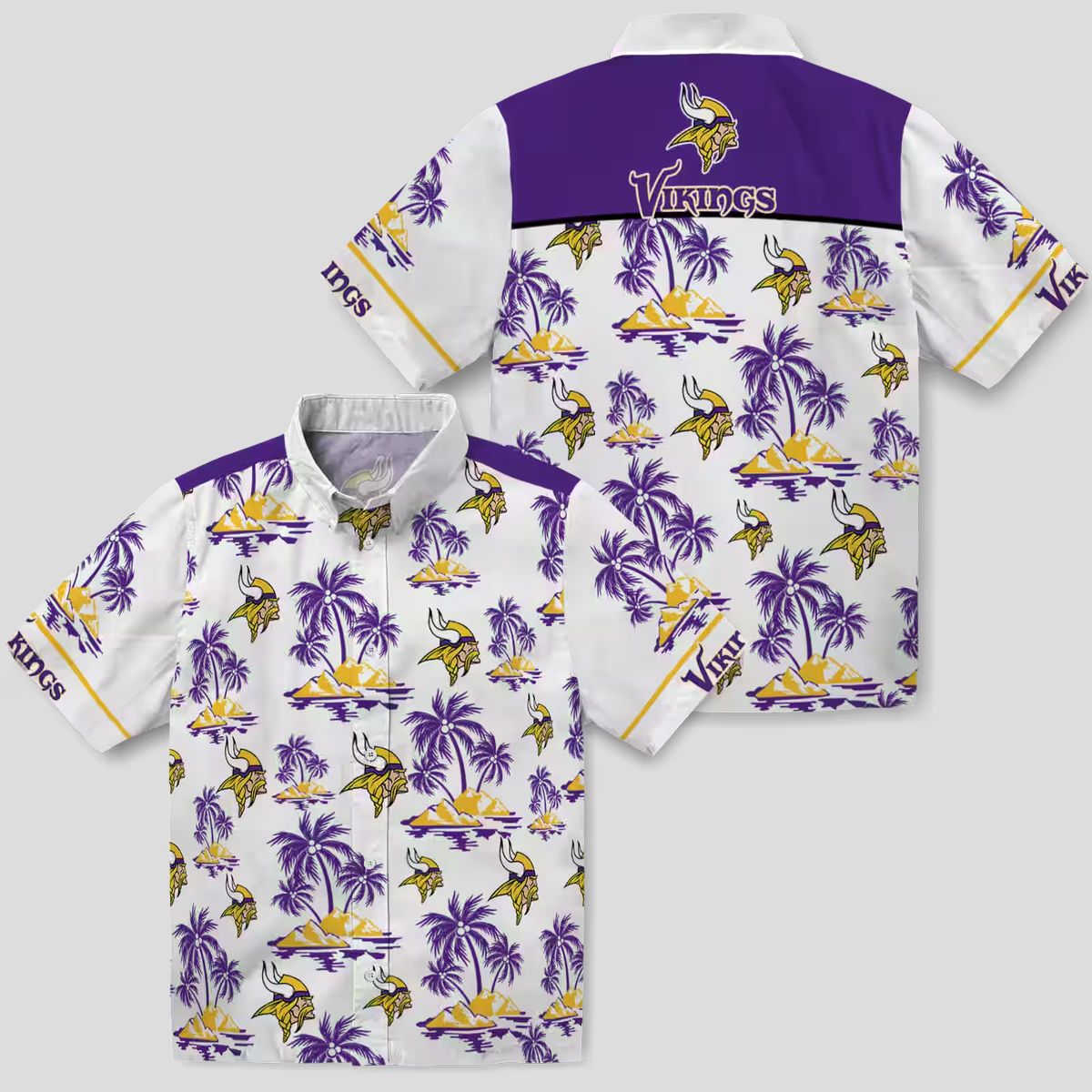 Minnesota Vikings Palm Island Hawaiian Shirt, Summer Beach Aloha Outfit