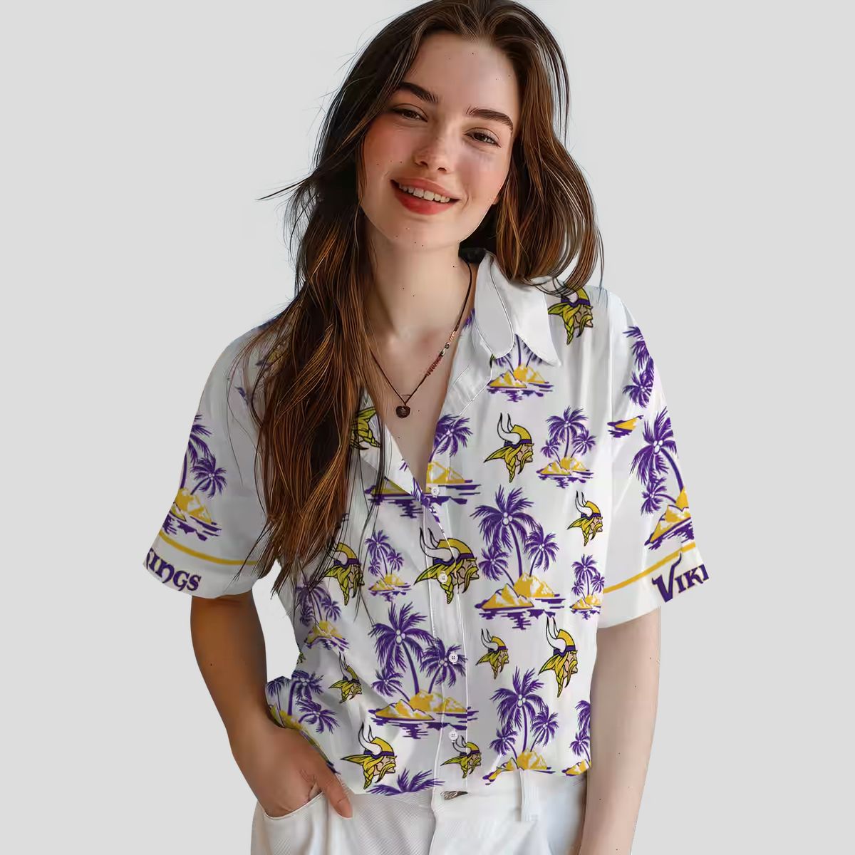 Minnesota Vikings Palm Island Hawaiian Shirt, Summer Beach Aloha Outfit